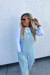 PREORDER: Blue Stripe Britte Romper Overalls