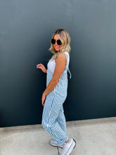 Load image into Gallery viewer, PREORDER: Blue Stripe Britte Romper Overalls