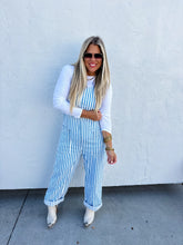 Load image into Gallery viewer, PREORDER: Blue Stripe Britte Romper Overalls