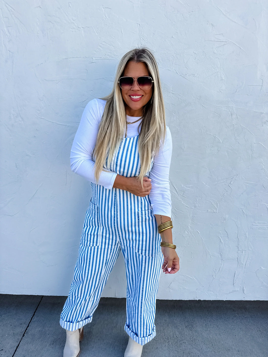 PREORDER: Blue Stripe Britte Romper Overalls