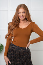 Load image into Gallery viewer, Bring in the Basics Seamless Reversible V-Neck Caramel