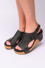 Load image into Gallery viewer, Carley Wedge Sandals in Black Metallic