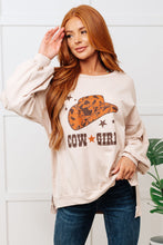 Load image into Gallery viewer, Cow Girl Graphic Pullover in Stone