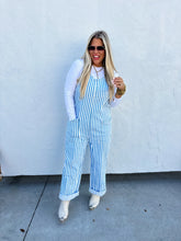 Load image into Gallery viewer, PREORDER: Blue Stripe Britte Romper Overalls