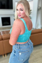 Load image into Gallery viewer, When and Where Reversible Ribbed Cropped Tank in Light Teal