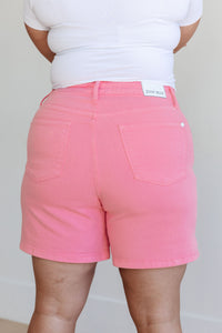 Jenna High Rise Control Top Cuffed Shorts in Pink