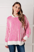 Load image into Gallery viewer, Least High Maintenance Contrast Trim Sweater in Pink