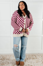 Load image into Gallery viewer, No Brainer Button Down Sweater Knit Cardigan in Magenta/Oatmeal