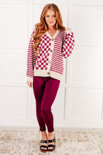 Load image into Gallery viewer, No Brainer Button Down Sweater Knit Cardigan in Magenta/Oatmeal