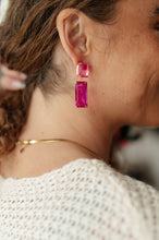 Load image into Gallery viewer, Sparkly Spirit Rectangle Crystal Earrings in Pink