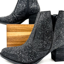 Load image into Gallery viewer, Shine Star Rhinestone Bootie in Black